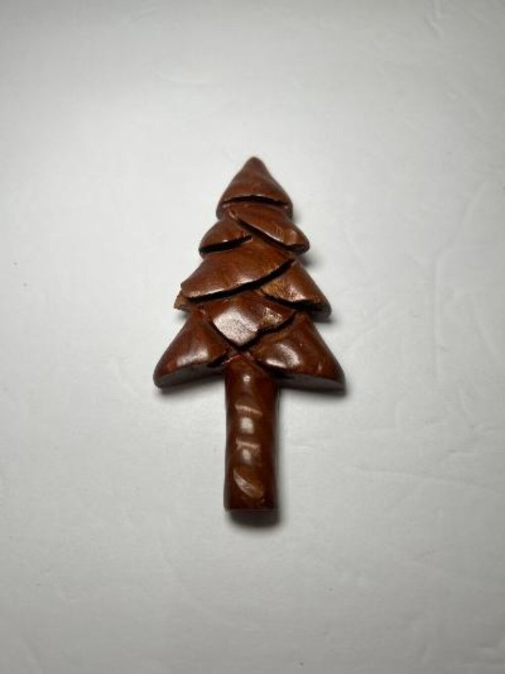 Vintage Hand Carved Wooden Tree Magnet Rustic Folk Art Christmas Tree